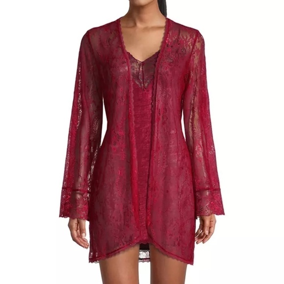 In Bloom Women's Robe Navy Blue marine Lace wrap NEW NWT sz XL feminine gift - Picture 10 of 12